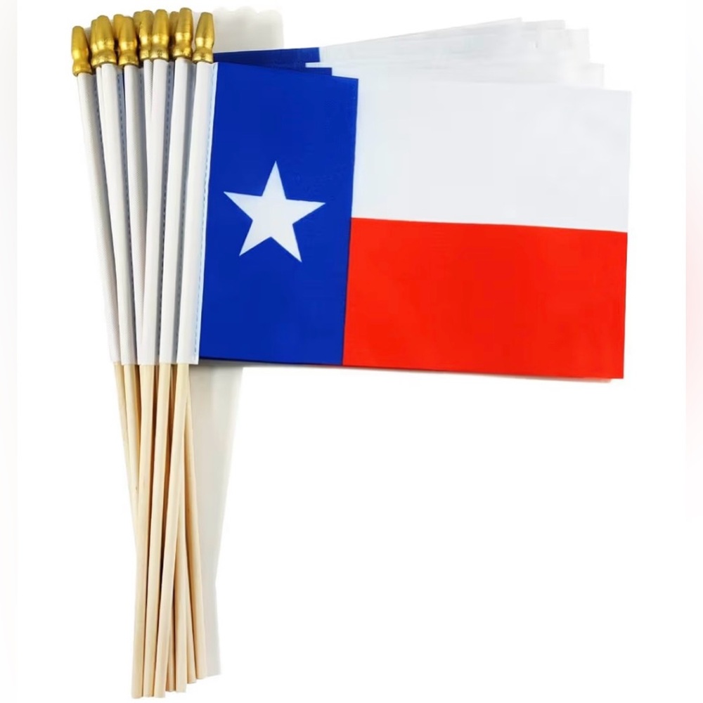 QQSD 12 Pack Texas Stick Flag With Spear Top